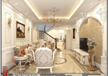 Mẫu thiết kế nội thất tân cổ điển nhà phố 3.5 tầng tại Thanh Am, Long Biên 