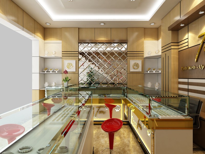 Thiết kế nội thất tiệm vàng Tịnh Minh Nam Định nhà ở kết hợp kinh doanh