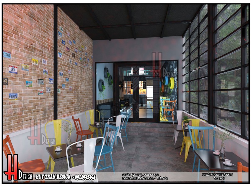Mẫu thiết kế nội thất quán Cafe - anh Ngọc - HuyTranDesign