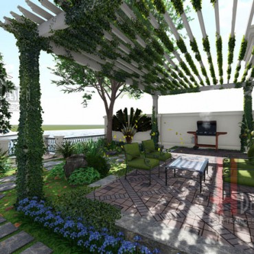 Mẫu thiết kế cảnh quan sân vườn biệt thự Hoa Sữa – Vinhomes Riverside