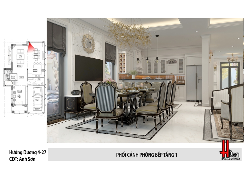 Thiết kế nội thất biệt thự Tân cổ điển độc đáo Hướng Dương Vinhomes Riverside