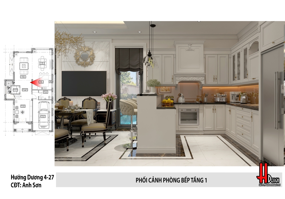 Thiết kế nội thất biệt thự Tân cổ điển độc đáo Hướng Dương Vinhomes Riverside