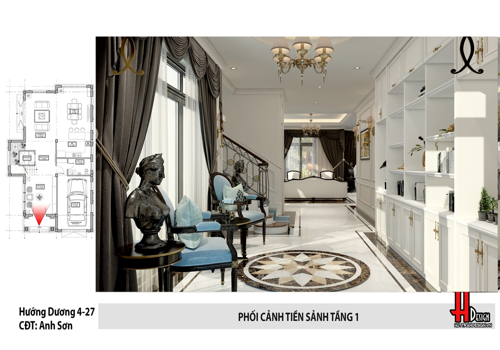 Thiết kế nội thất biệt thự Tân cổ điển độc đáo Hướng Dương Vinhomes Riverside