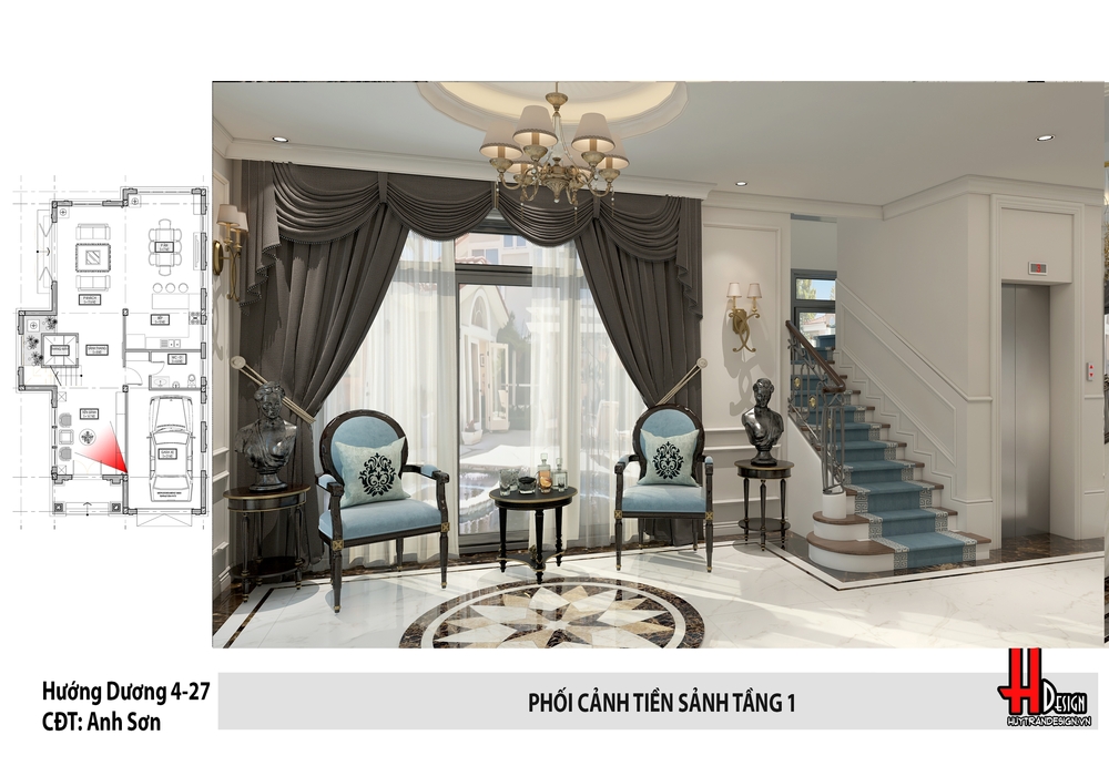 Thiết kế nội thất biệt thự Tân cổ điển độc đáo Hướng Dương Vinhomes Riverside