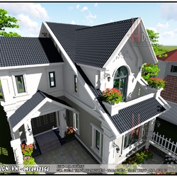 Thiết kế nhà đẹp hình chữ l 2 tầng mái thái ở nông thôn phong cách tân cổ điển