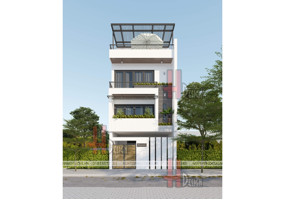 Mẫu nhà ống 3 tầng hiện đại 3 phòng ngủ đẹp đầy đủ công năng, mặt tiền đẹp