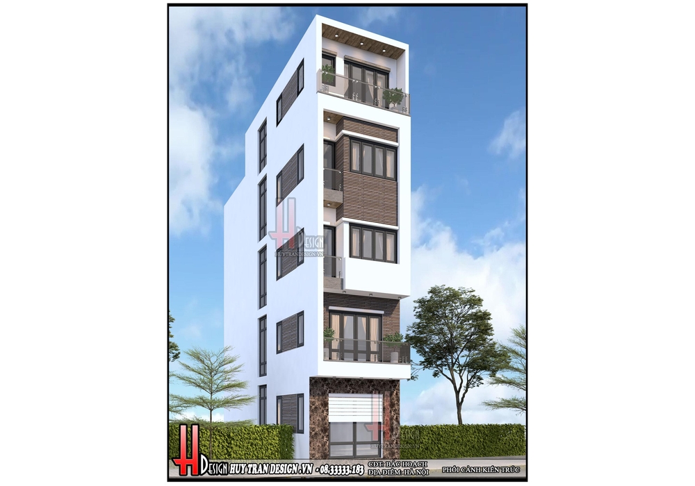 Mẫu nhà ống 4,5 tầng mặt tiền 4m đẹp Phong cách hiện đại tại Hà Nội