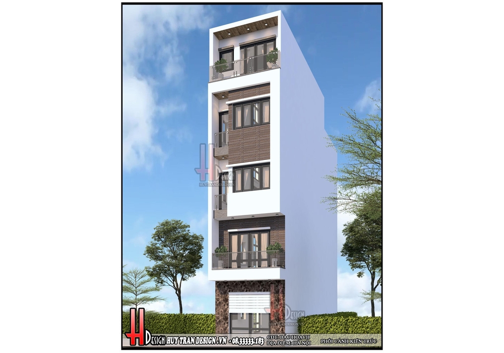 Mẫu nhà ống 4,5 tầng mặt tiền 4m đẹp Phong cách hiện đại tại Hà Nội