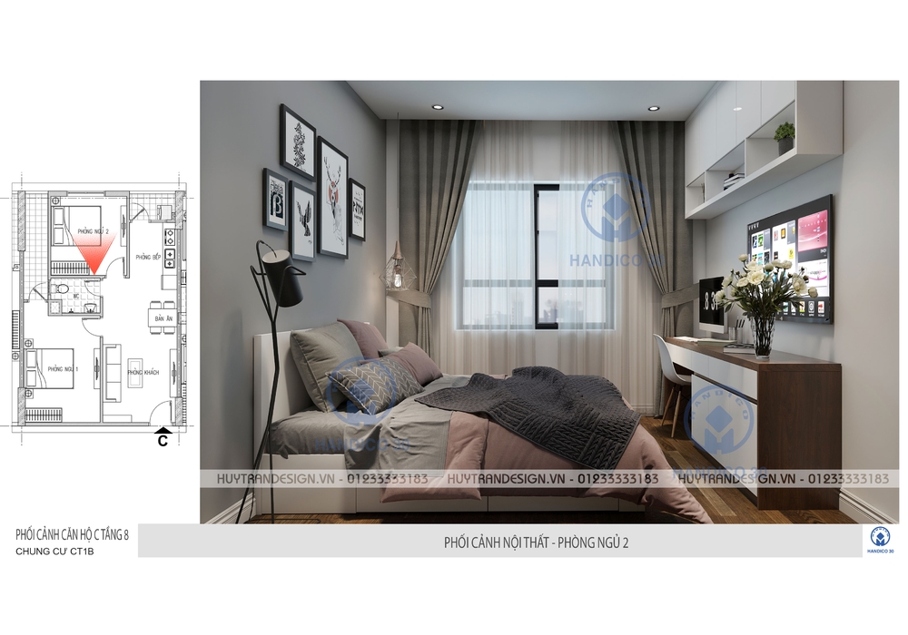 Thiết kế nội thất hiện đại đơn giản tại chung cư Handico 30 CT1B Bắc Nghệ An