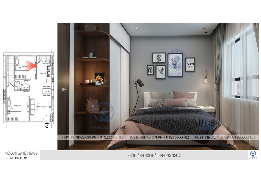 Thiết kế nội thất hiện đại đơn giản tại chung cư Handico 30 CT1B Bắc Nghệ An