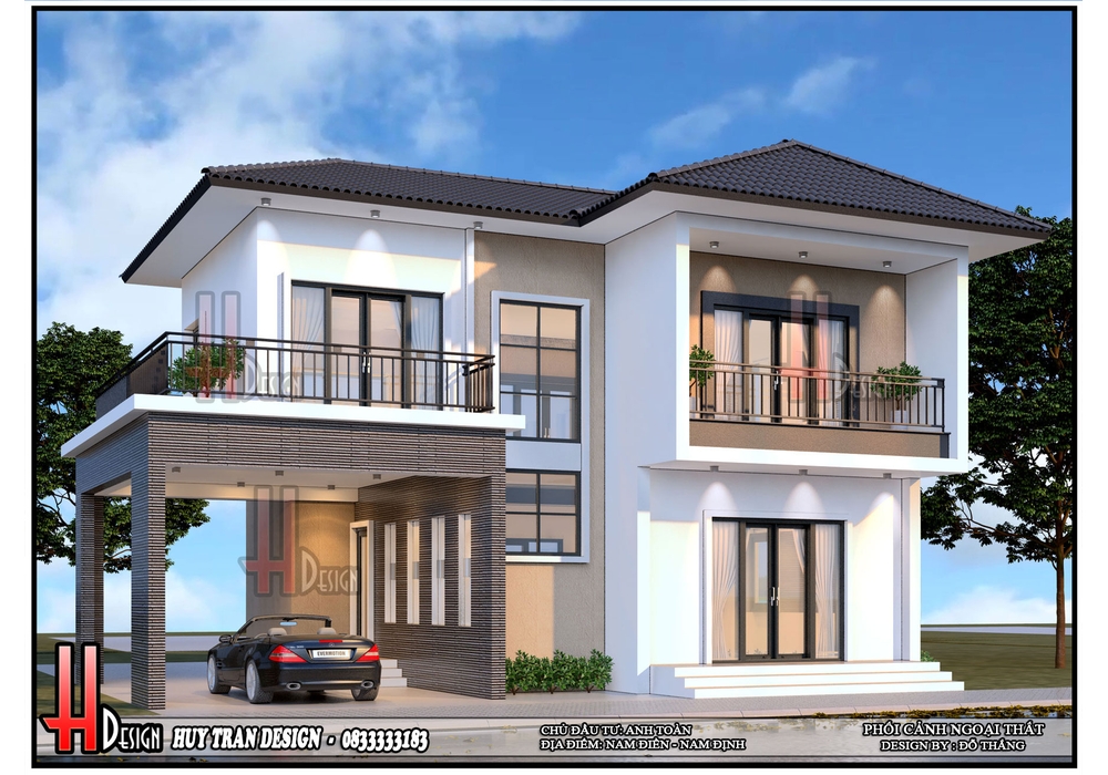 Mẫu nhà phố 2 tầng đẹp phong cách hiện đại