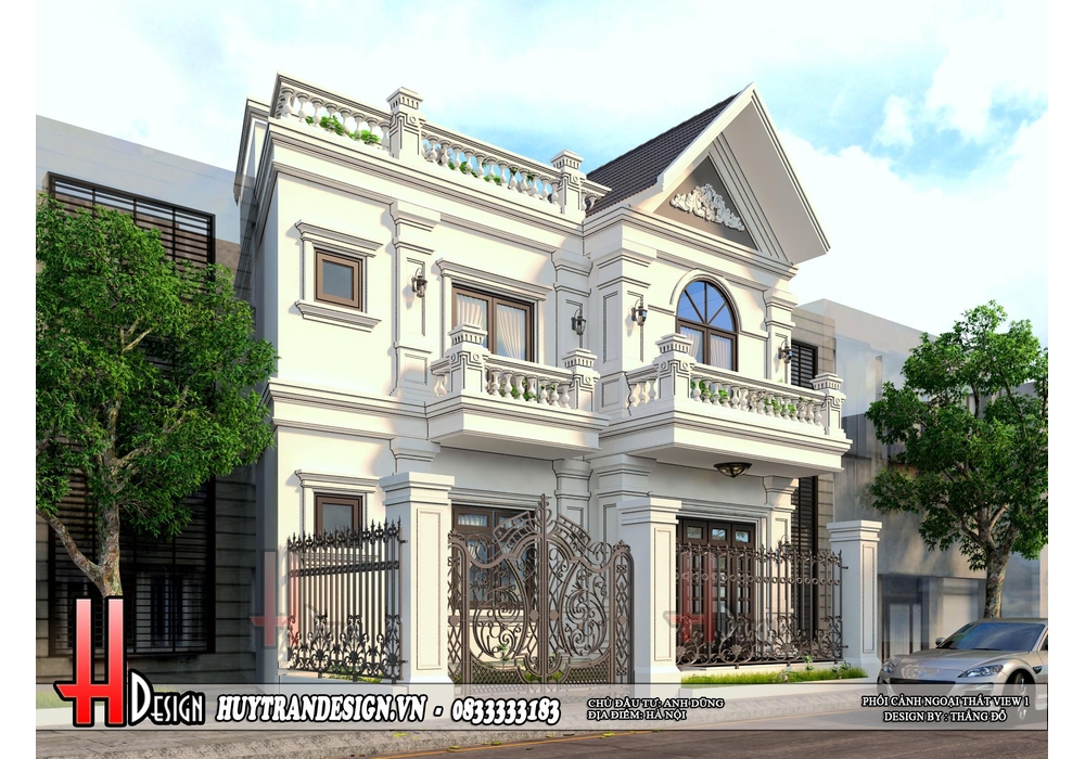 Thiết kế biệt thự 2 tầng Tân cổ điển mới nhất năm 2022