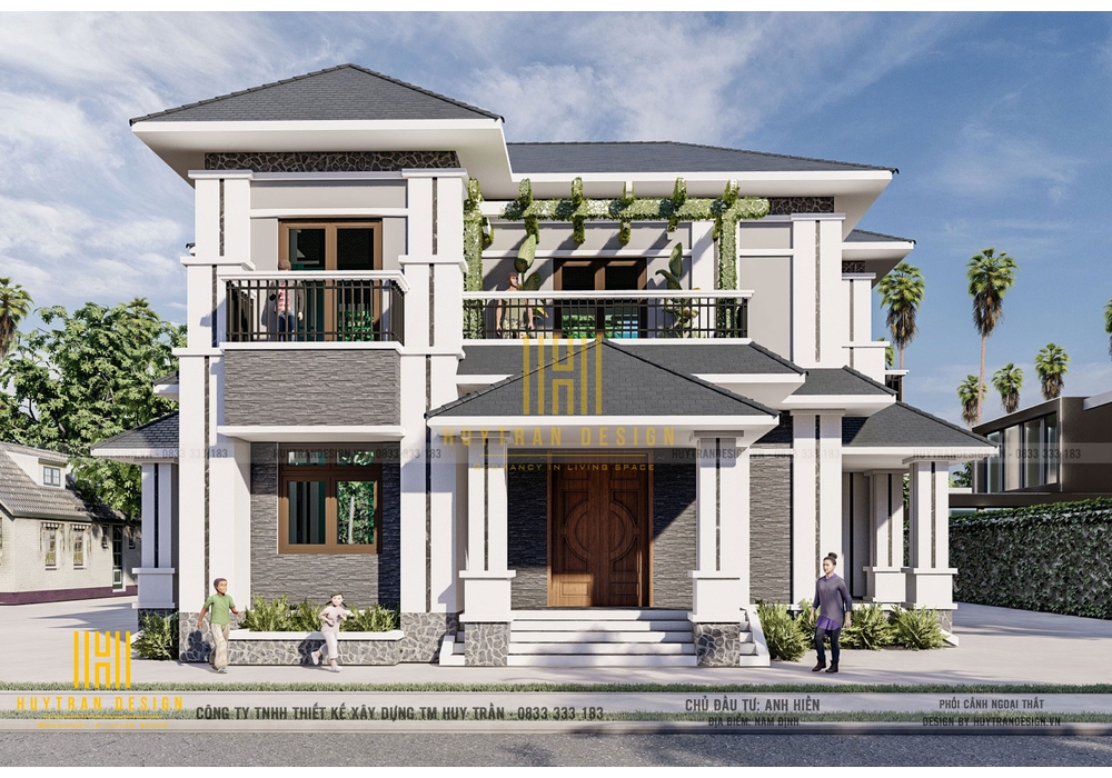 Mẫu nhà 2 tầng hiện đại mái nhật ở nông thôn đẹp năm 2022