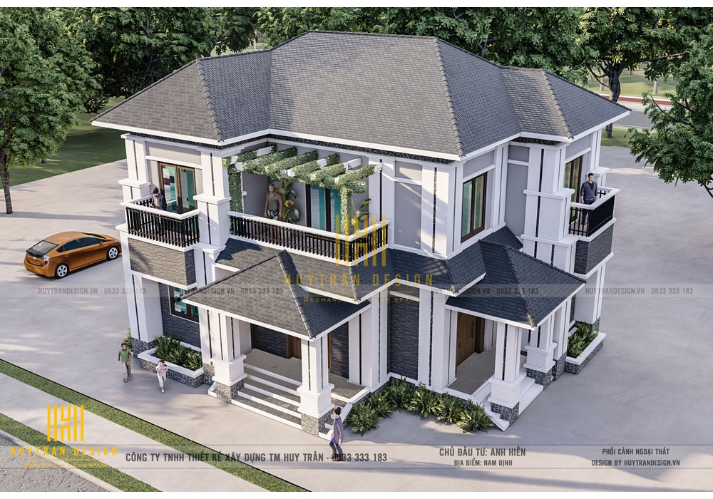 Mẫu nhà 2 tầng hiện đại mái nhật ở nông thôn đẹp năm 2022