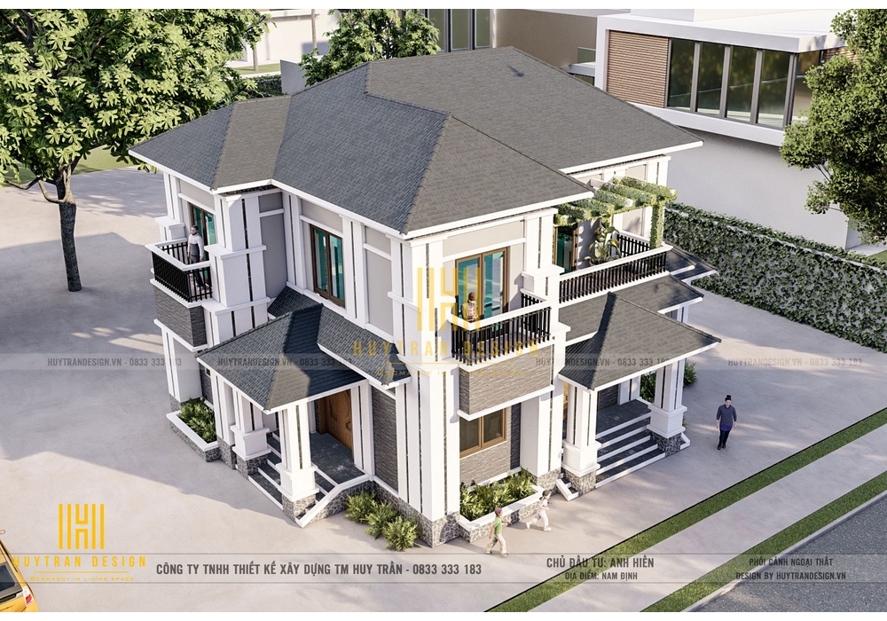 Mẫu nhà 2 tầng hiện đại mái nhật ở nông thôn đẹp năm 2022