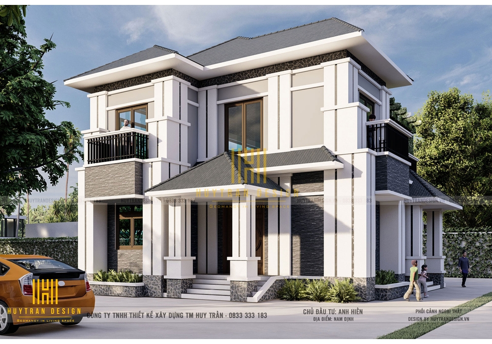 Mẫu nhà 2 tầng hiện đại mái nhật ở nông thôn đẹp năm 2022