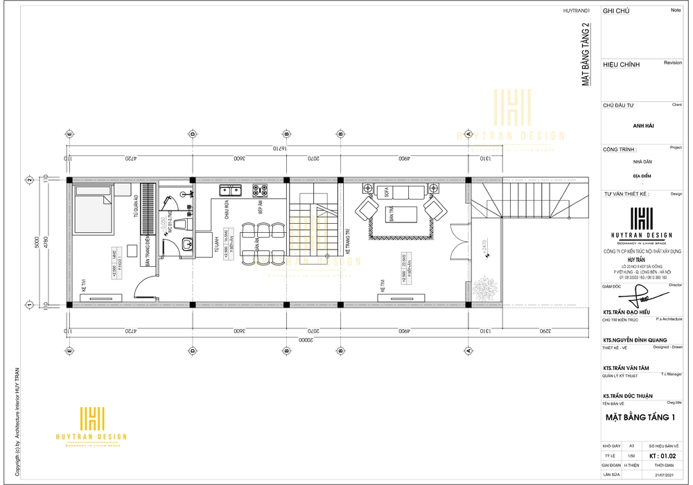 Thiết kế nhà ống 3 tầng hiện đại mặt tiền 5m đẹp nhất 2022