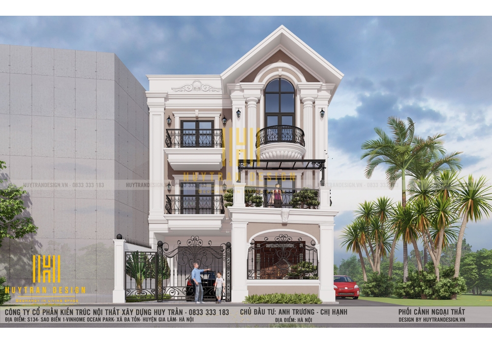 Nhà 3 tầng tân cổ điển đẹp mặt phố tại Ngọc Thụy, Long Biên, Hà Nội