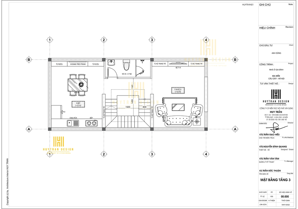 Thiết kế nhà 3 tầng đẹp hiện đại kết hợp kinh doanh tại Hà Nội