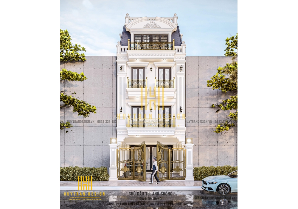 Mẫu thiết kế biệt thự phố tân cổ điển sang trọng mặt tiền 6m