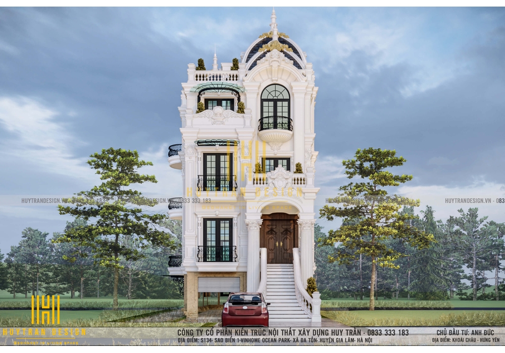 Thiết kế biệt thự lâu đài tân cổ điển Pháp đẹp, sang trọng năm 2023