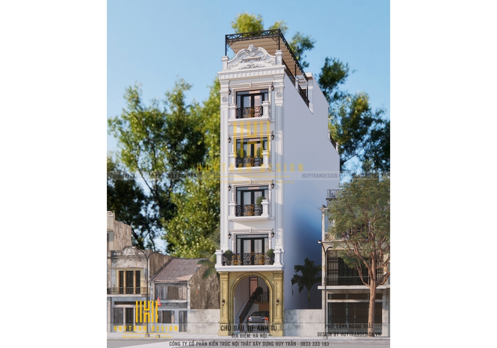 Mẫu nhà phố tân cổ điển đẹp diện tích 5x20m kết hợp kinh doanh