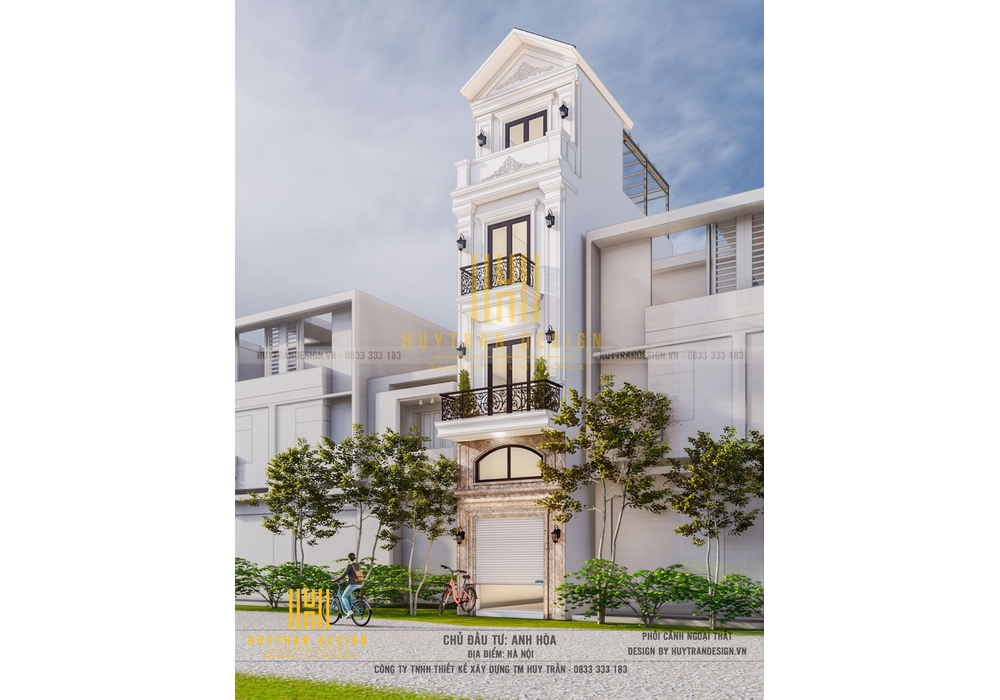 Thiết kế nhà phố tân cổ điển 3 tầng nhà ở kết hợp kinh doanh