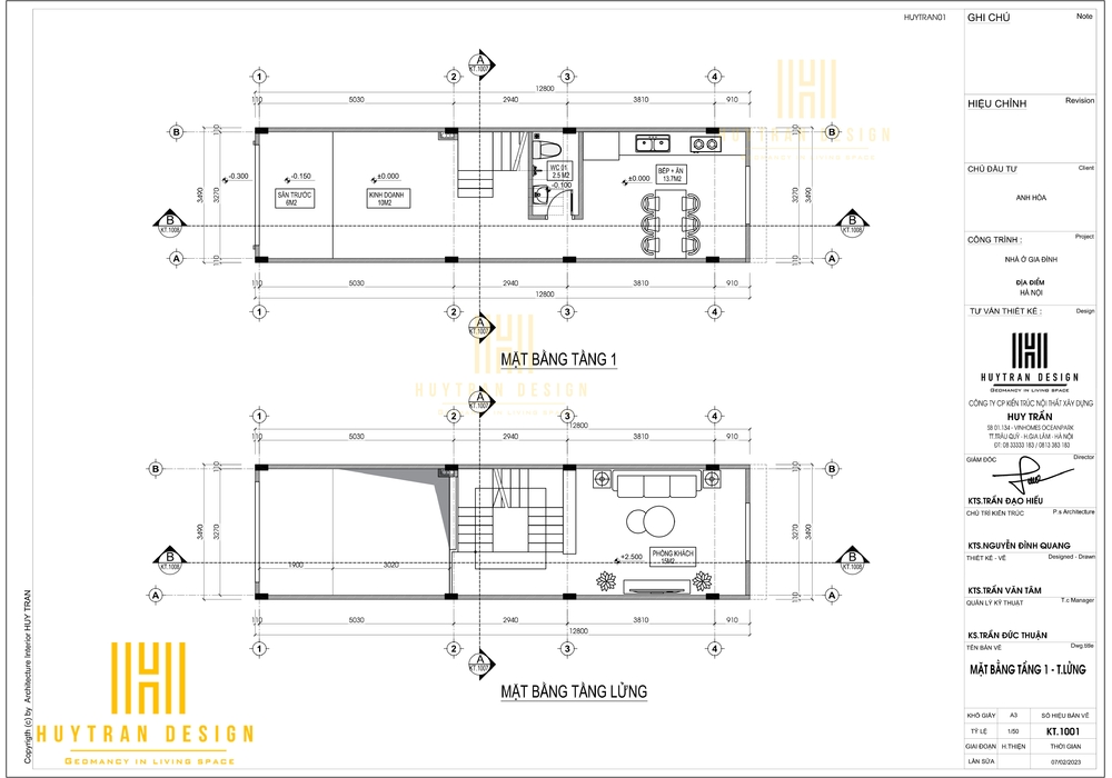 Thiết kế nhà phố tân cổ điển 3 tầng nhà ở kết hợp kinh doanh