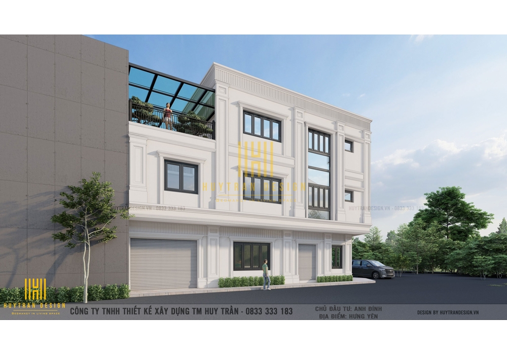 Mẫu nhà phố tân cổ điển mái bằng mặt phố Hưng Yên đẹp nhất 2023