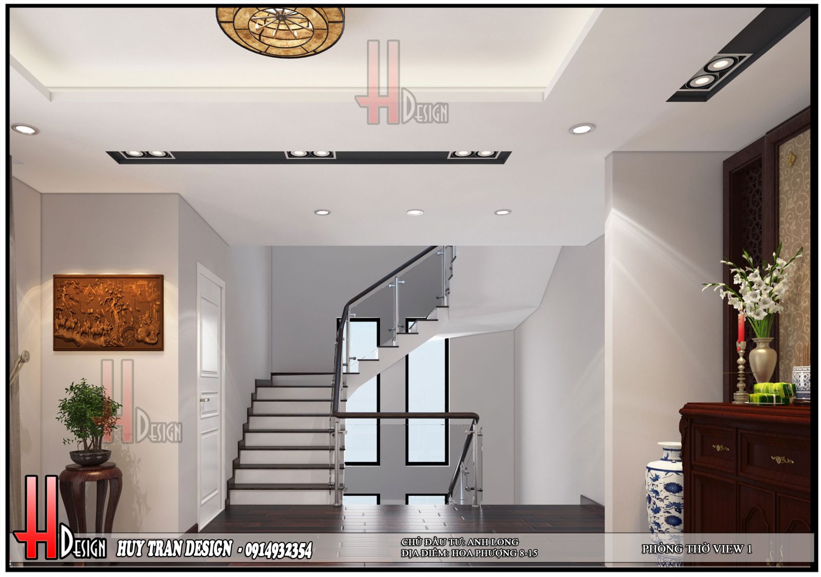 Phối cảnh thiết kế nội thất phòng thờ biệt thự Hoa Phượng - Long Biên - Hà Nội - Huytrandesign tư vấn, thiết kế, thi công, sửa chữa nhà cửa, biệt thự-v1