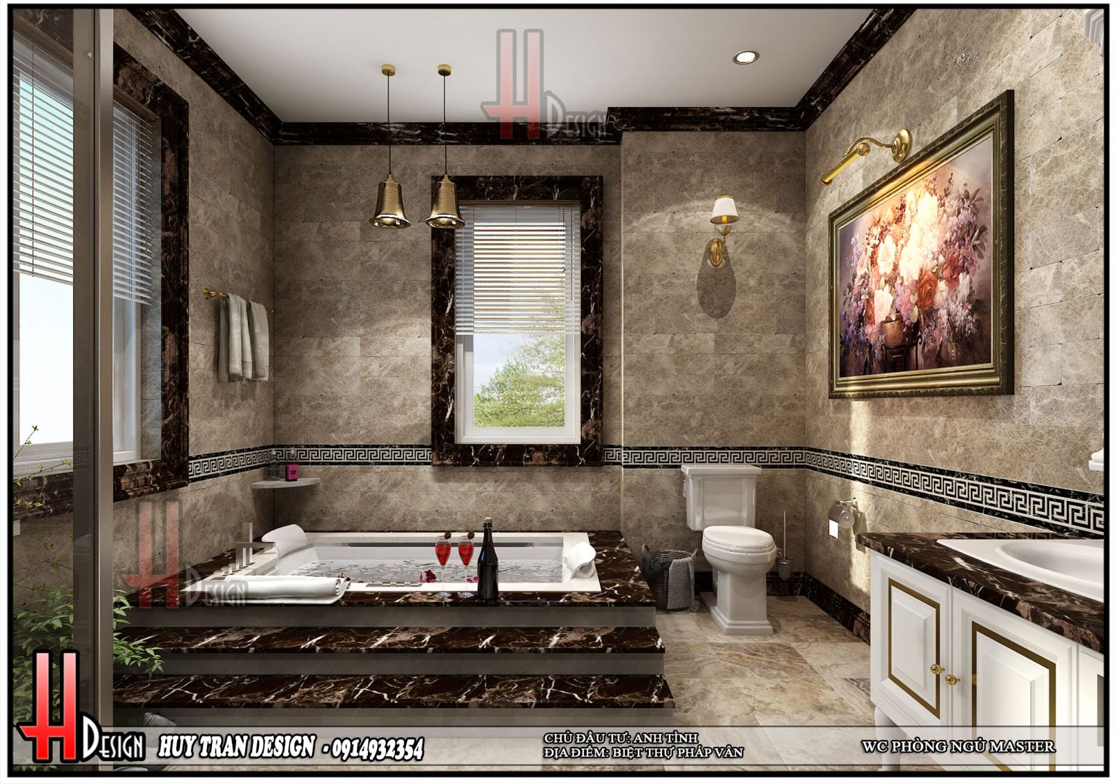 Mẫu thiết kế nội thất phòng tắm phong cách tân cổ điển