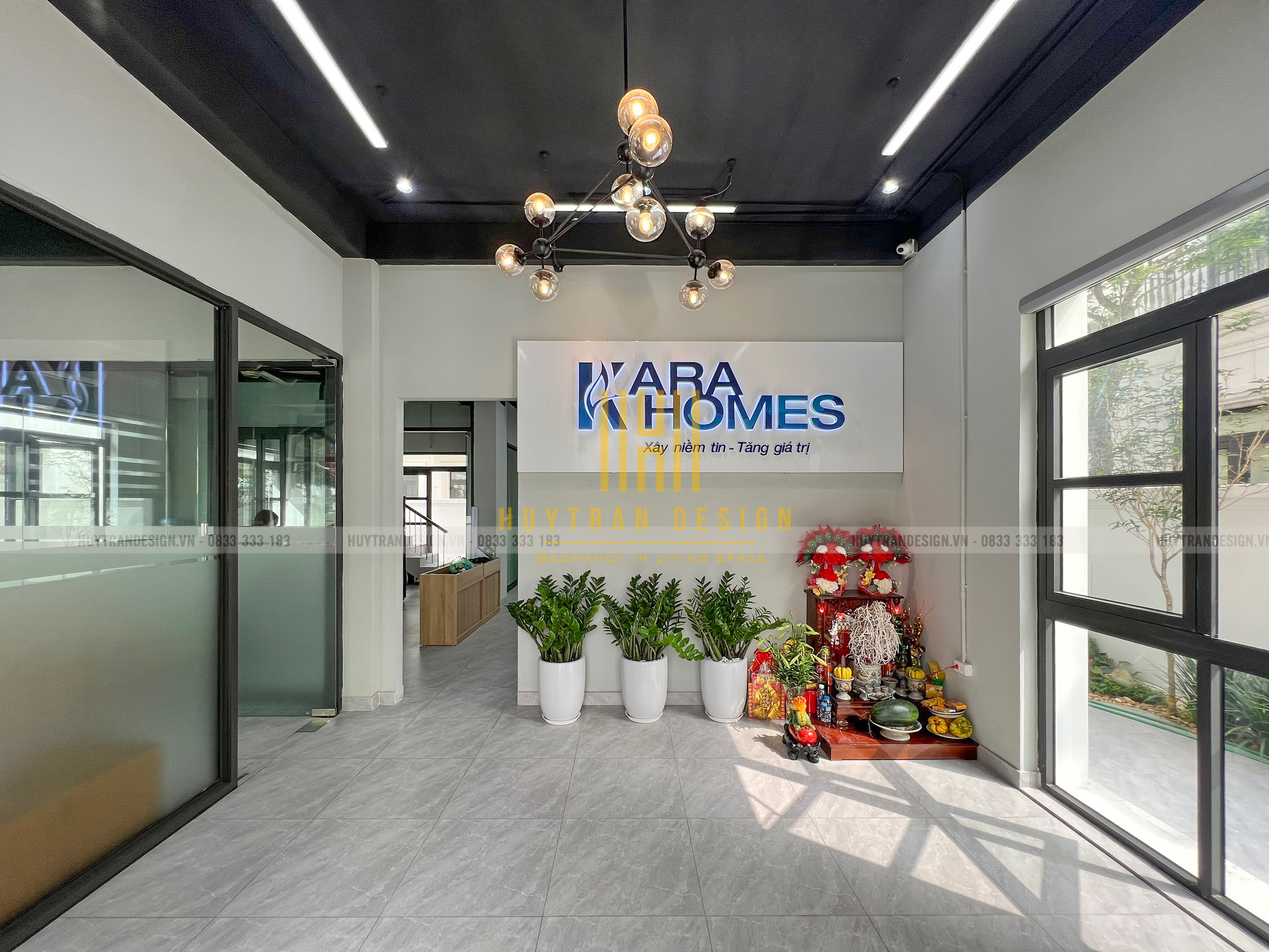 Sảnh chính văn phòng Bất động sản Kara Homes _ Huy Trần Design thiết kế