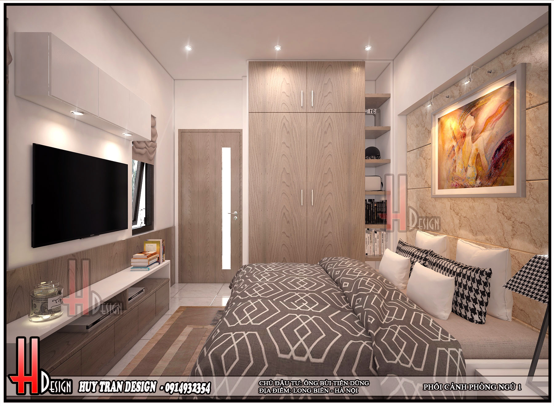 Thiết kế nội thất phòng ngủ nhà phố 4 tầng hiện đại - Huytrandesign