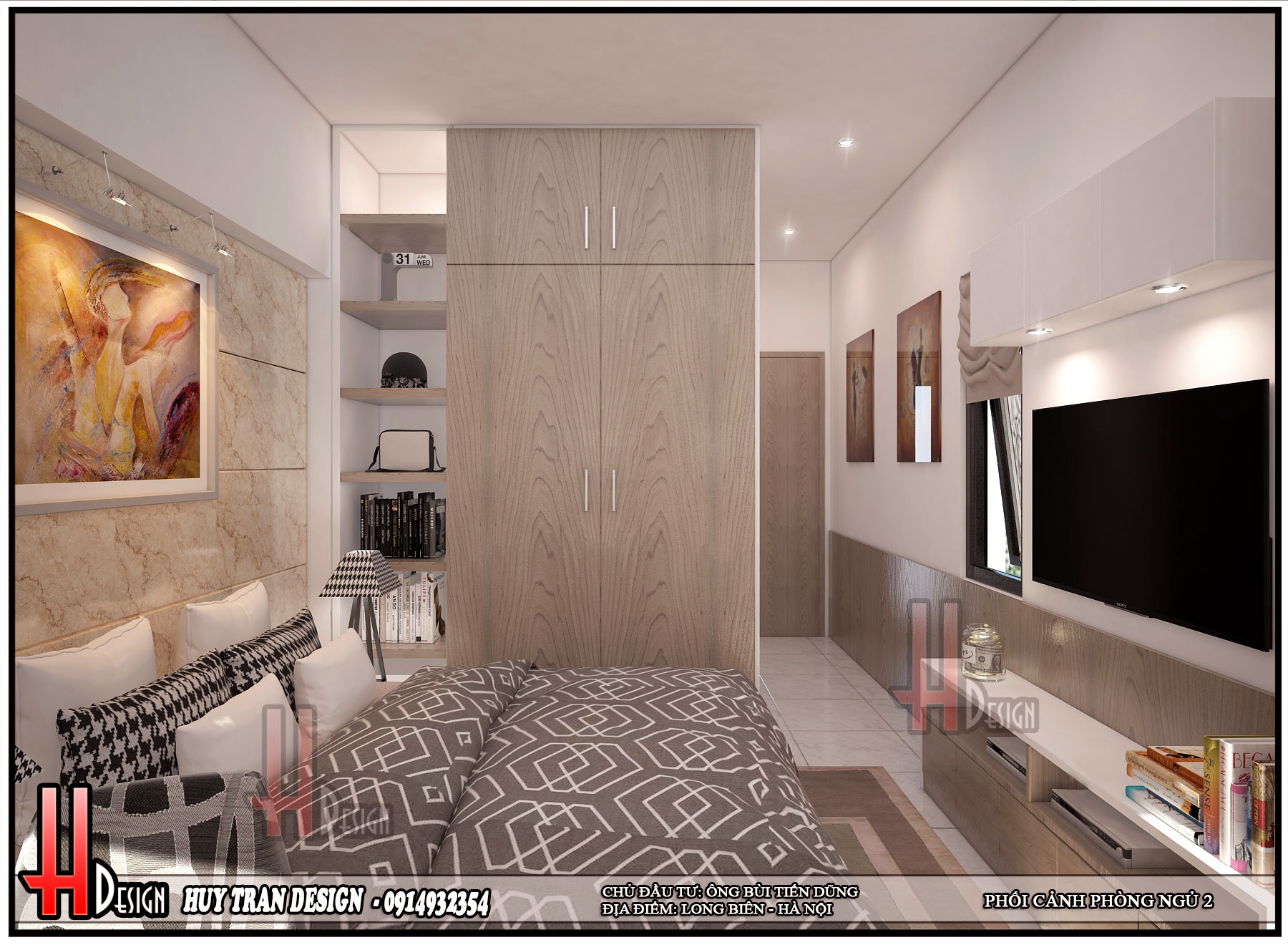 Thiết kế nội thất phòng ngủ nhà phố 4 tầng hiện đại - Huytrandesign