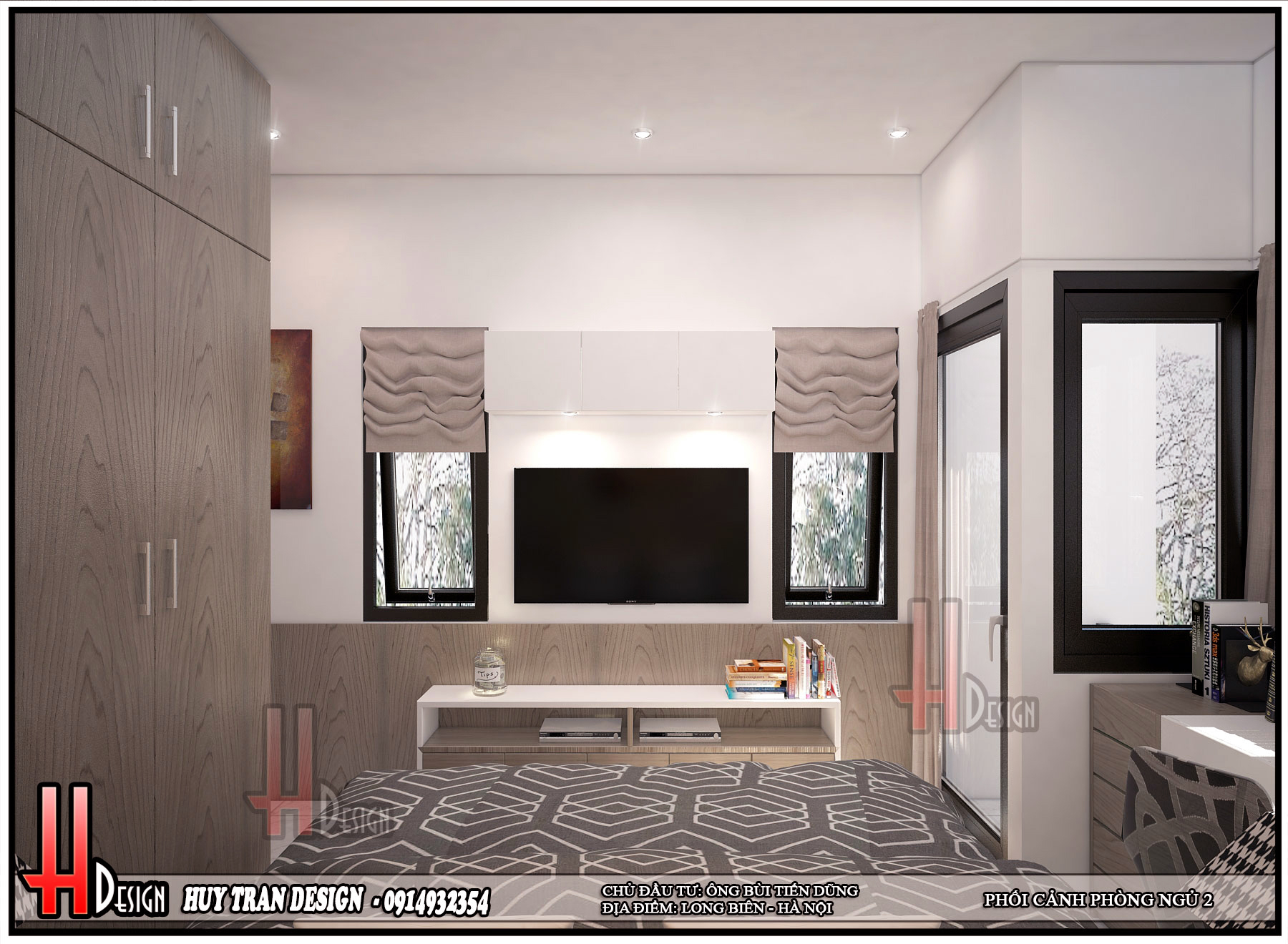 Thiết kế nội thất phòng ngủ 4 tầng hiện đại - Huytrandesign