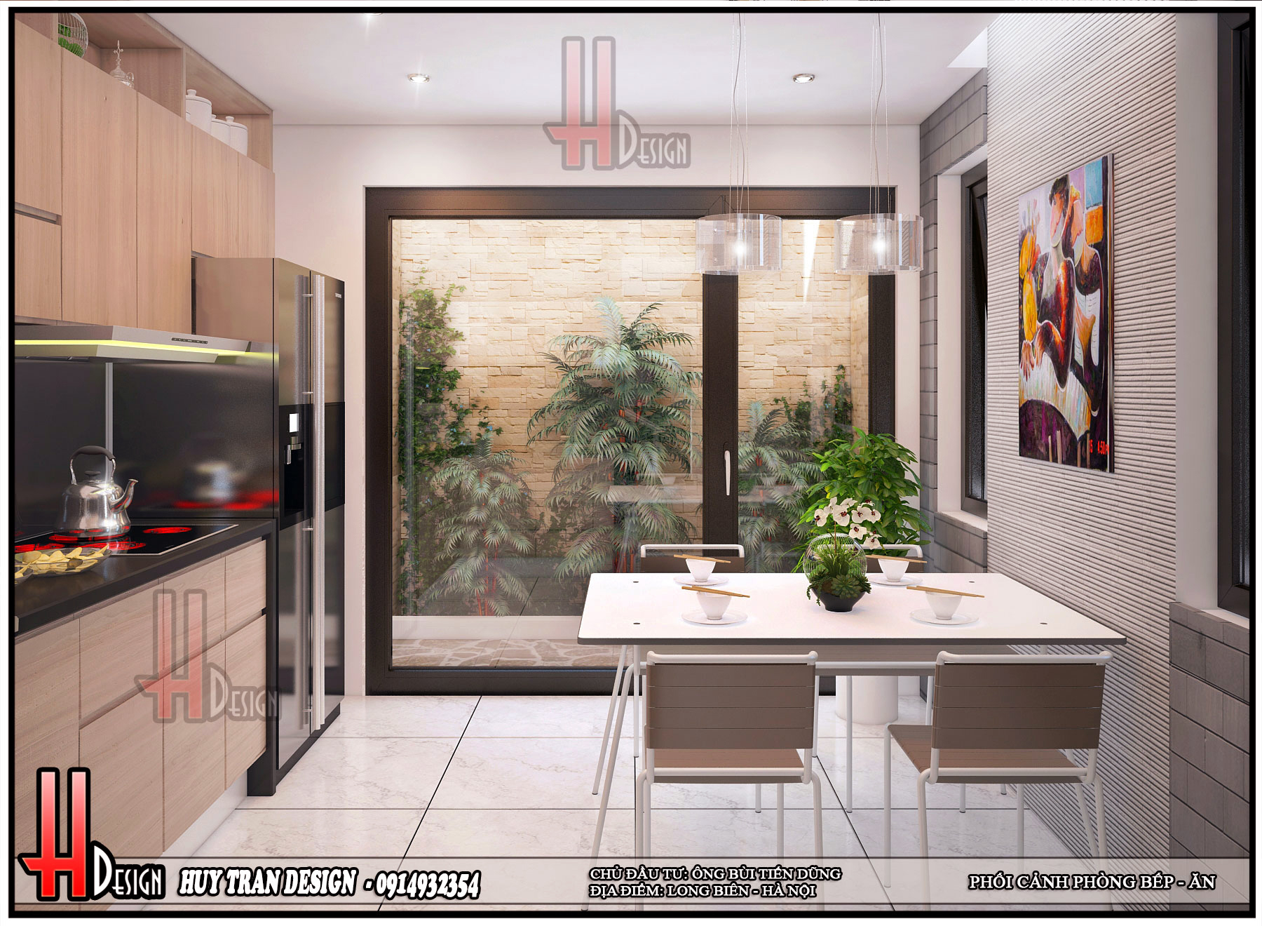 Thiết kế nội thất phòng bếp nhà 4 tầng hiện đại - Huytrandesign