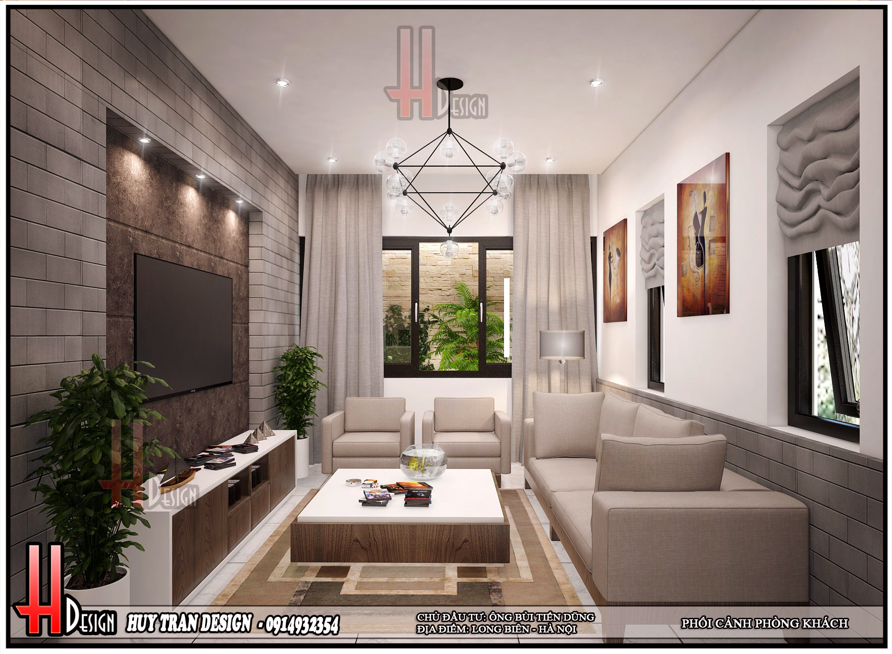 Thiết kế nội thất phòng khách nhà ống 4 tầng - Huytran déign