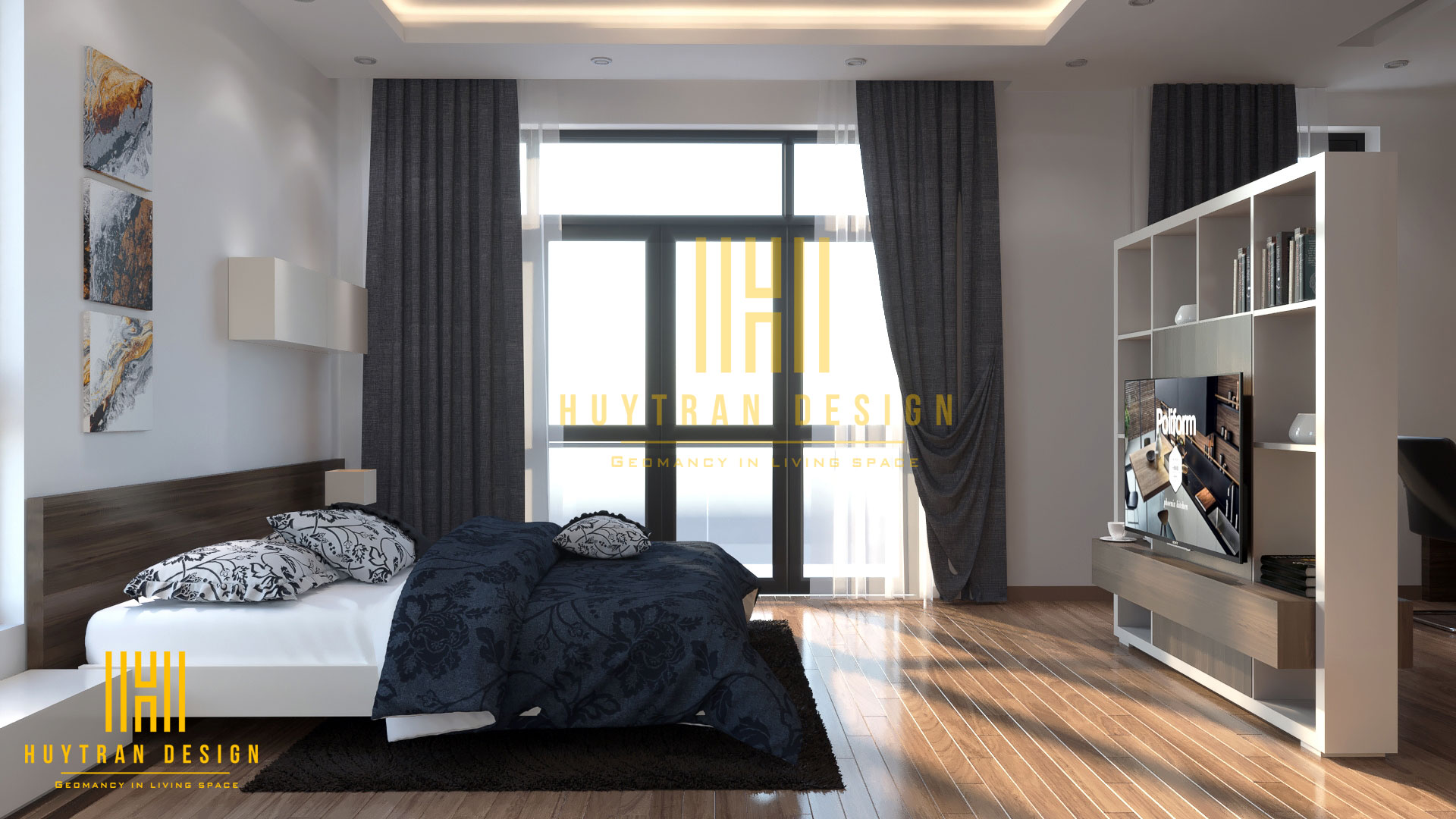 Thiết kế nội thất phòng ngủ chung cư Ecoparrk