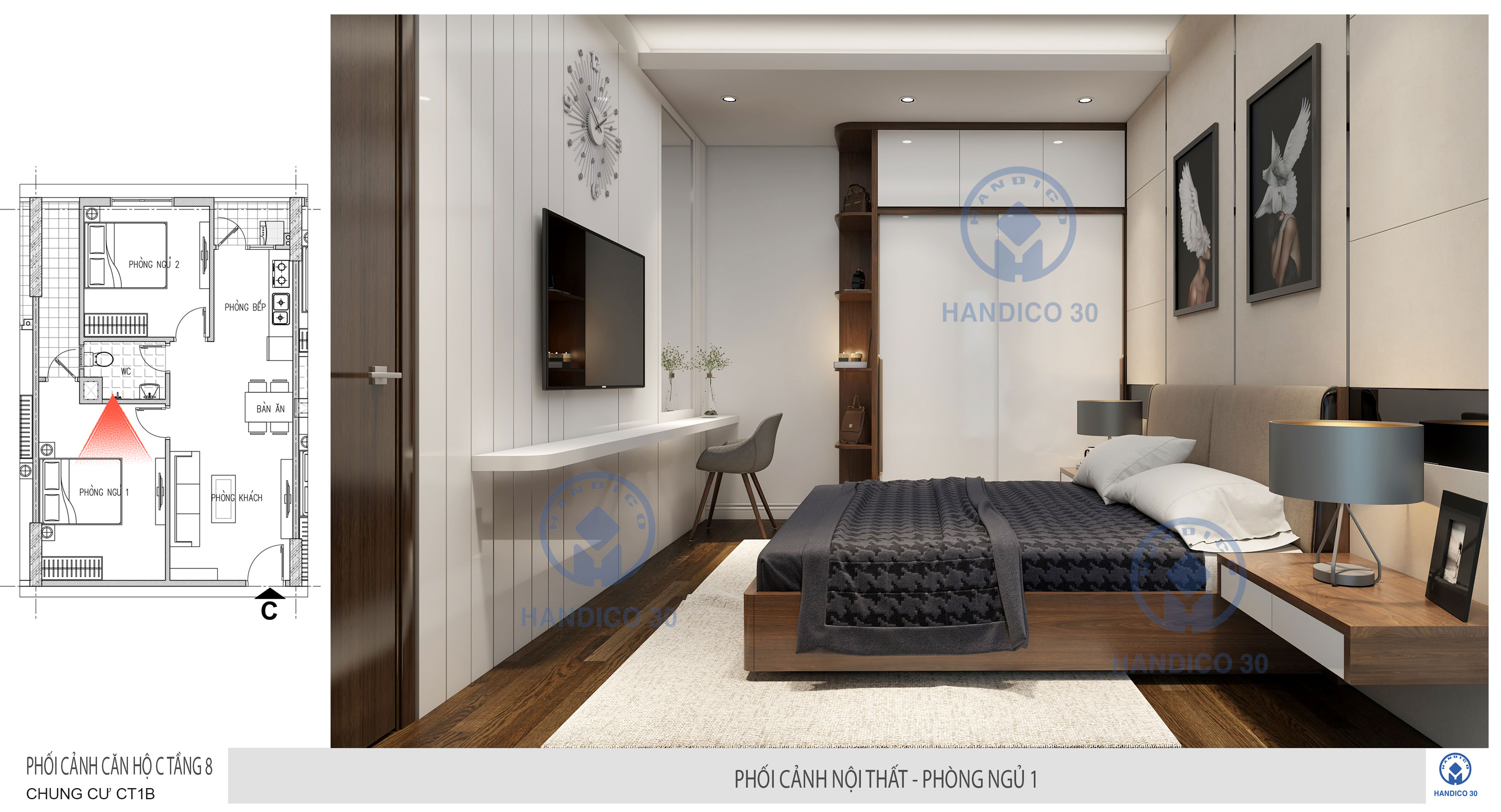 Thiết kế không gian phòng ngủ nội thất chung cư