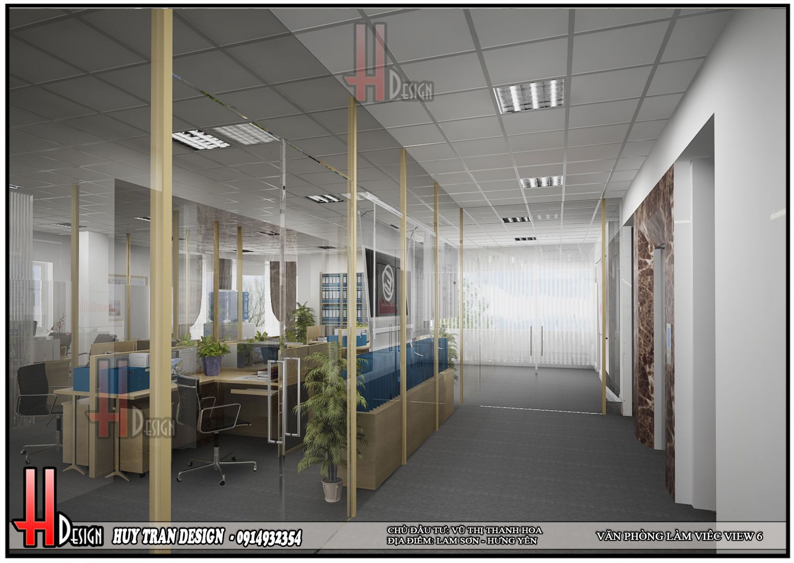Phối cảnh thiết kế nội thất hiện đại văn phòng làm việc 5 tầng - Huytrandesign tư vấn, thiết kế, thi công, sửa chữa nhà cửa, biệt thự, văn phòng, cơ sở kinh doanh-v14
