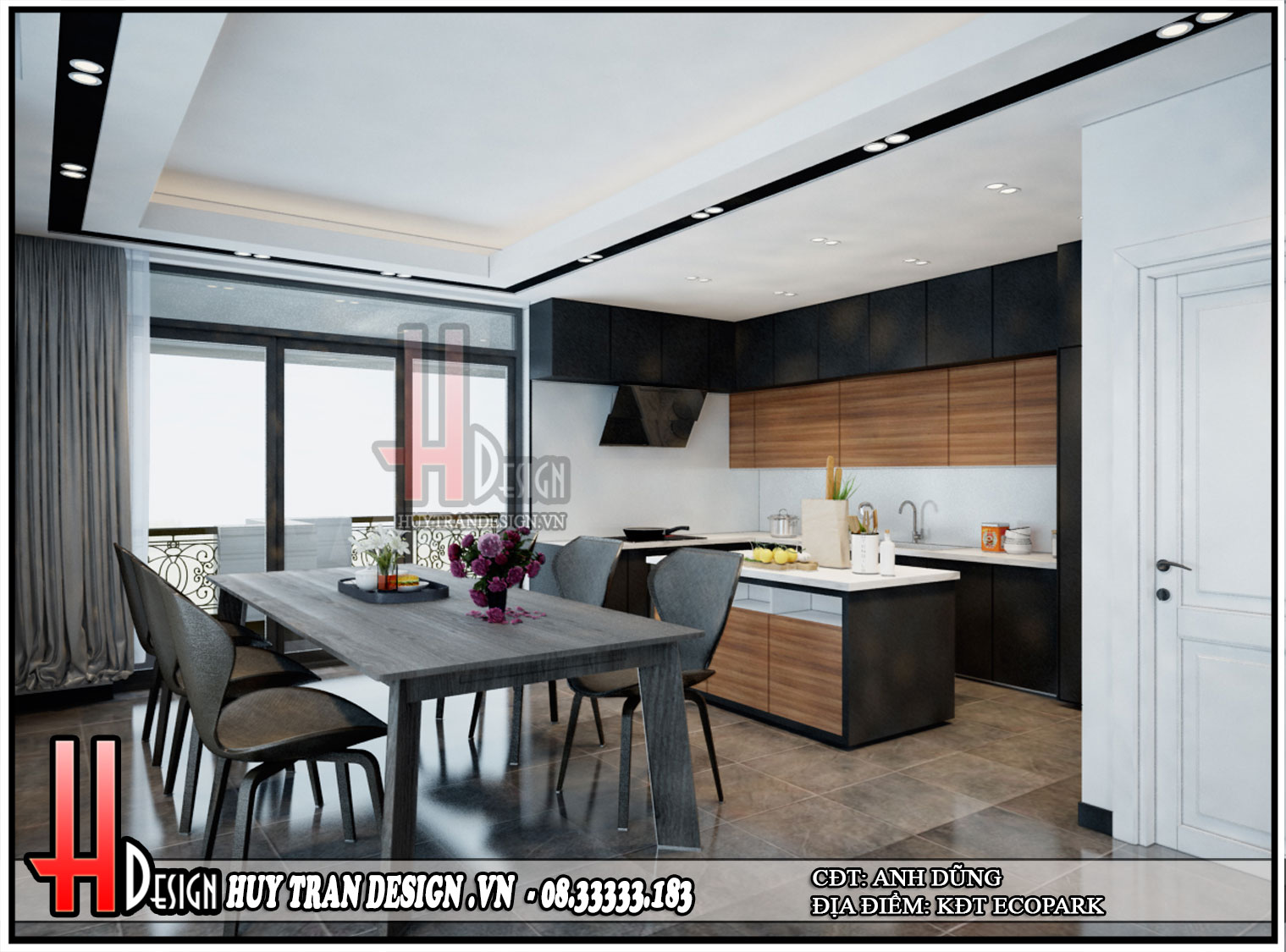 thiết kế không gian phòng bếp hiện đại -Huytrandesign