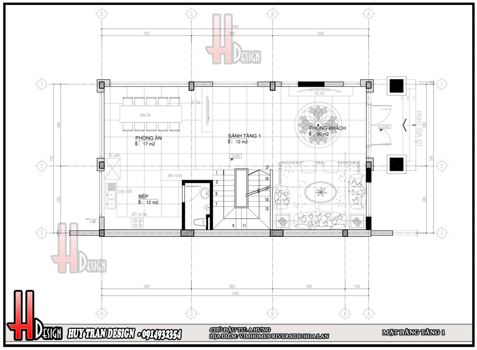 Mẫu thiết kế mặt bằng tầng 1 biệt thự Hoa Lan- Vinhomes Riverside- Long Biên- Hà Nội- Huytrandesign tư vấn, thiết kế, thi công, sửa chữa nội ngoại thất -v1