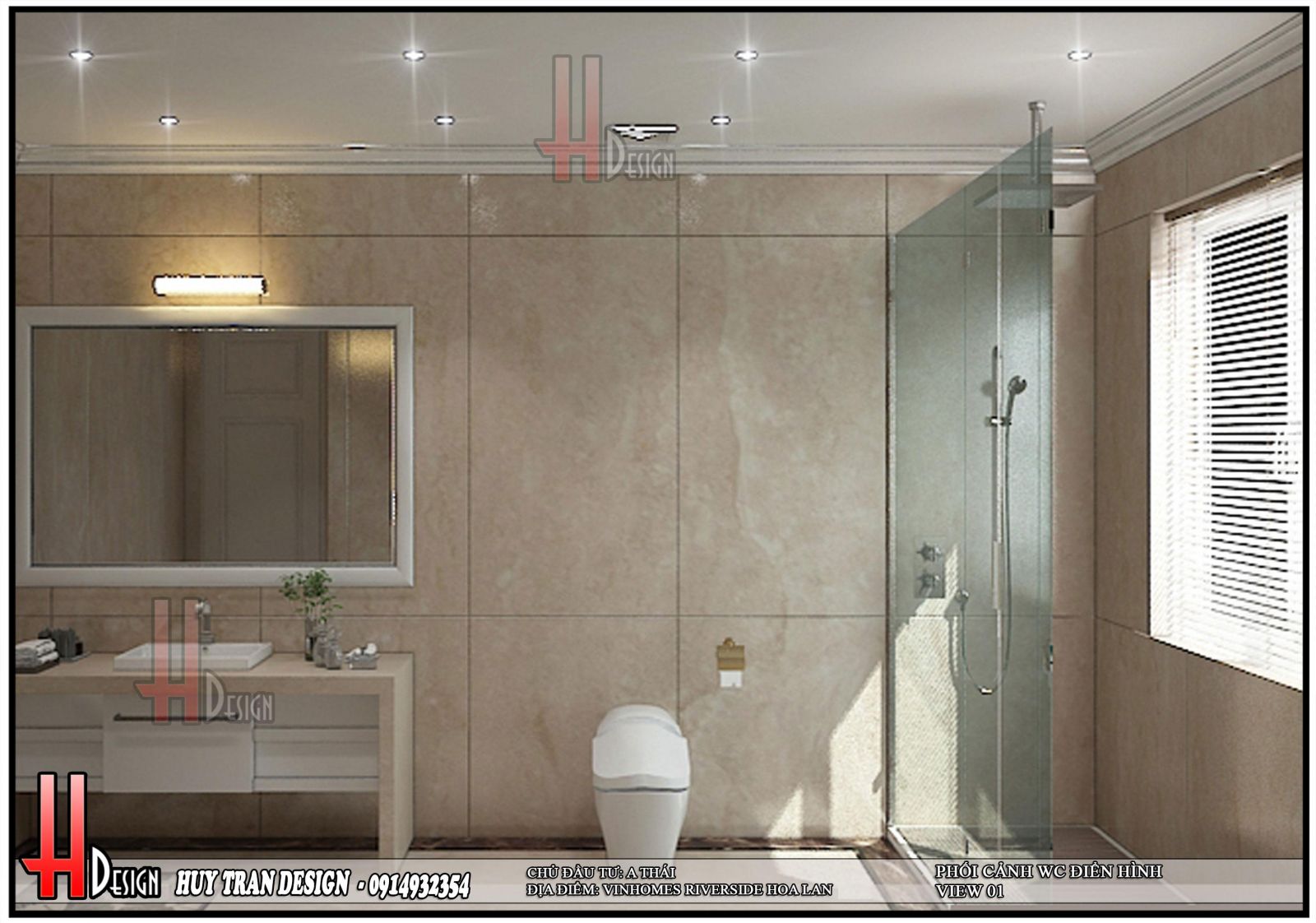 Thiết kế nội thất phòng tắm biệt thự Hoa Lan - Vinhomes Riverside - Long Biên - Hà Nội - Huytrandesign tư vấn, thiết kế, thi công, sửa chữa nhà ở, biệt thự- v2