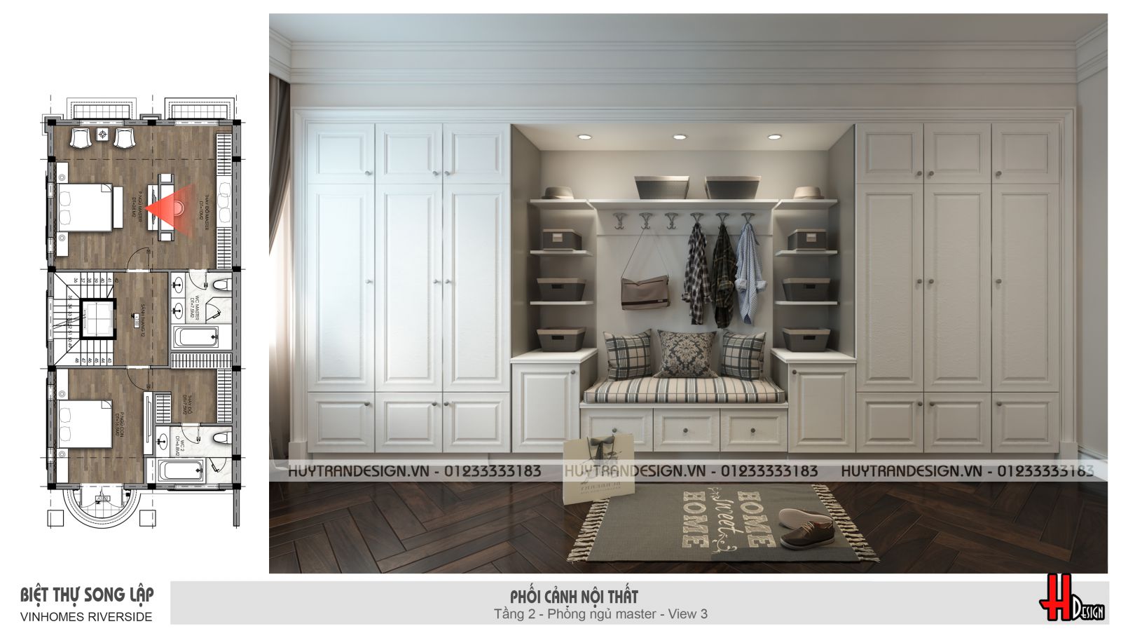 Phòng ngủ Master được thiết kế khu thay đồ riêng biệt và thuận tiện- biệt thự Hoa Sữa