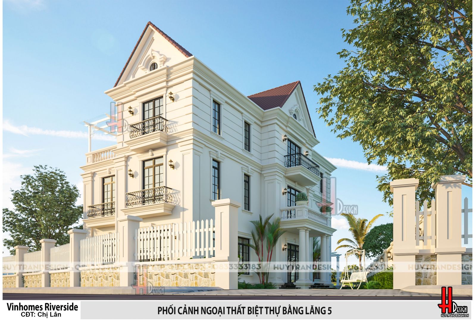 Mẫu biệt thự 3 tầng - Huytrandesign tư vấn, thiết kế, thi công, sửa chữa nhà đẹp tại Long Biên, Hà Nội - v2