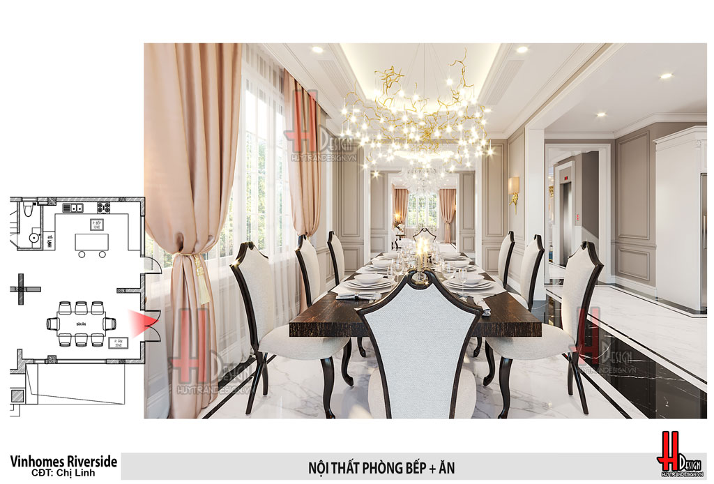 Thiết kế nội thất phòng ăn biệt thự HL - Huytrandesign tư vấn, thiết kế, thi công nội thất đẹp tại Long Biên, Gia Lâm, Hà Nội - v11
