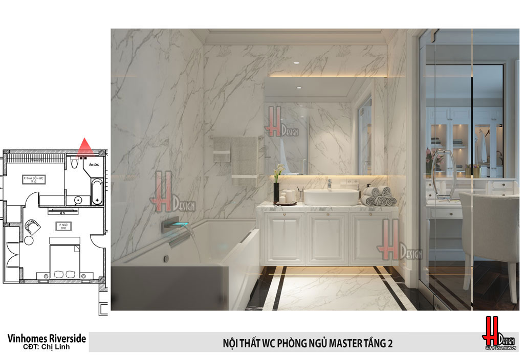 Thiết kế nội thất phòng tắm + vệ sinh (WC) biệt thự HL - Huytrandesign tư vấn, thiết kế, thi công nội thất đẹp tại Long Biên, Gia Lâm, Hà Nội - v21