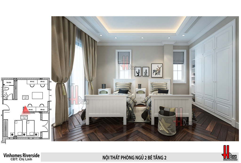 Thiết kế nội thất phòng ngủ con biệt thự HL - Huytrandesign tư vấn, thiết kế, thi công nội thất đẹp tại Long Biên, Gia Lâm, Hà Nội - v24
