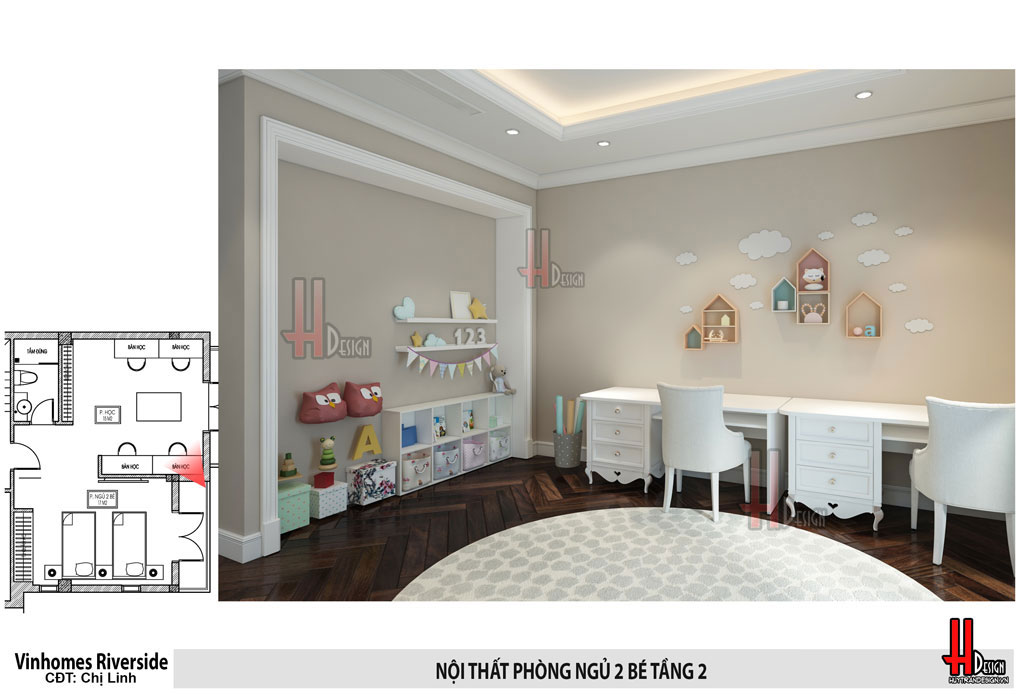 Thiết kế nội thất phòng ngủ con biệt thự HL - Huytrandesign tư vấn, thiết kế, thi công nội thất đẹp tại Long Biên, Gia Lâm, Hà Nội - v25