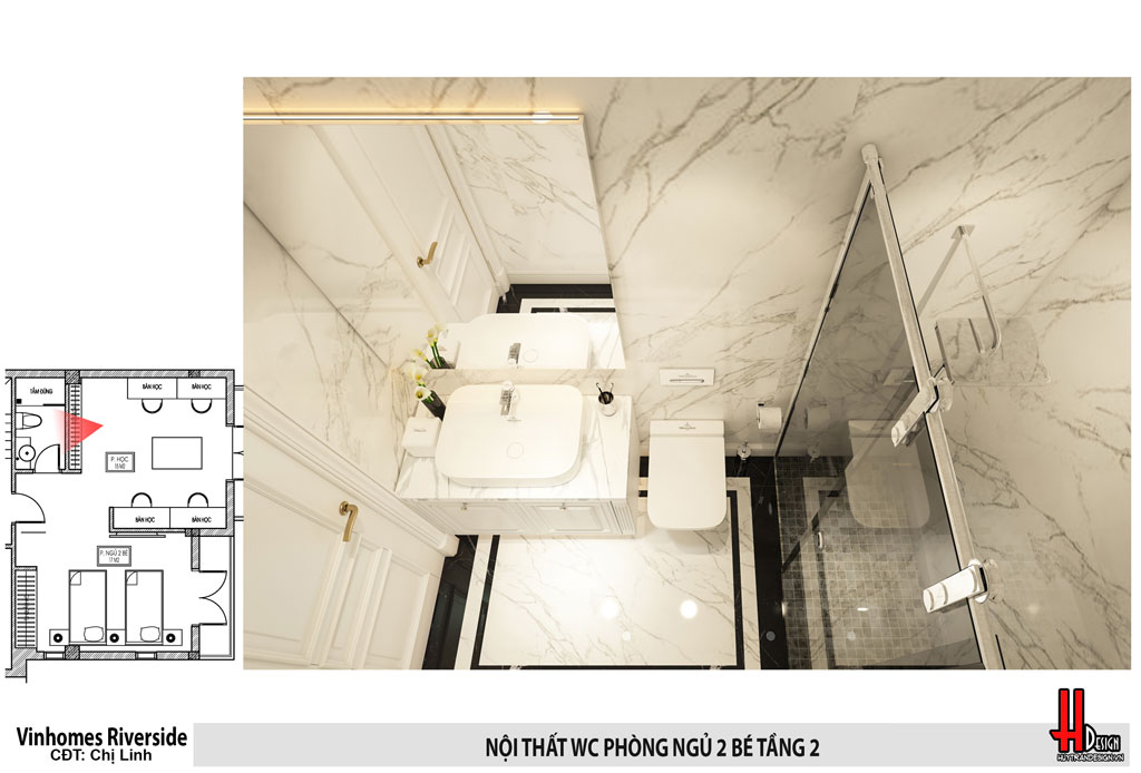 Thiết kế nội thất phòng tắm + vệ sinh (WC) biệt thự HL - Huytrandesign tư vấn, thiết kế, thi công nội thất đẹp tại Long Biên, Gia Lâm, Hà Nội - v26